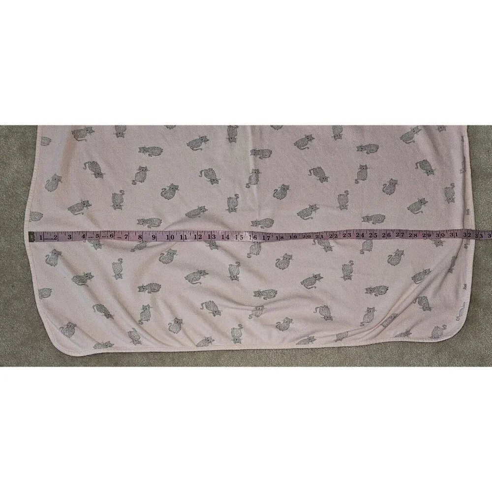 Rene Rofe Baby Pink Gray Kitty Cat Receiving Blanket 100% Cotton 21x32 READ Flaw